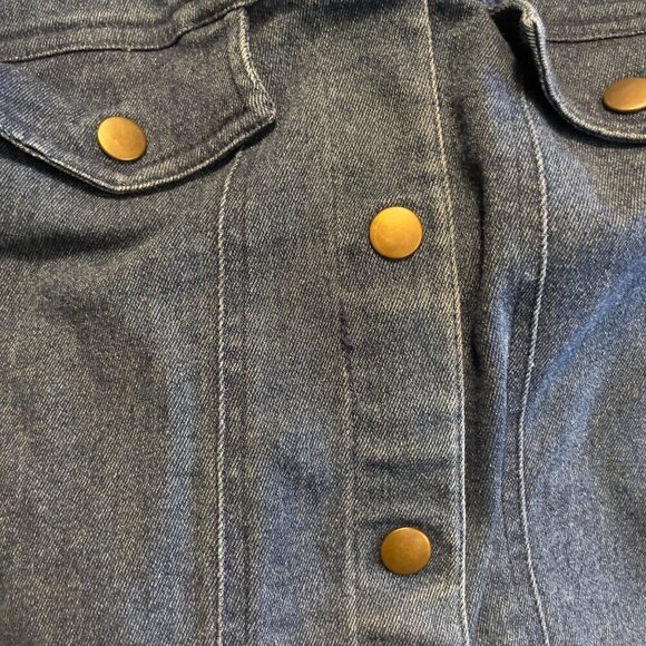 VINTAGE R&R Denim Faux Suede Brown Collar Blue Jeans Vest Size M (10-12) - Picture 9 of 9